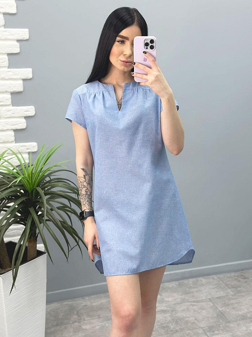 Вільна літня сукня з льону "Penny" оптом I Розпродаж моделі 42-44, Джинс Київ - фото 3