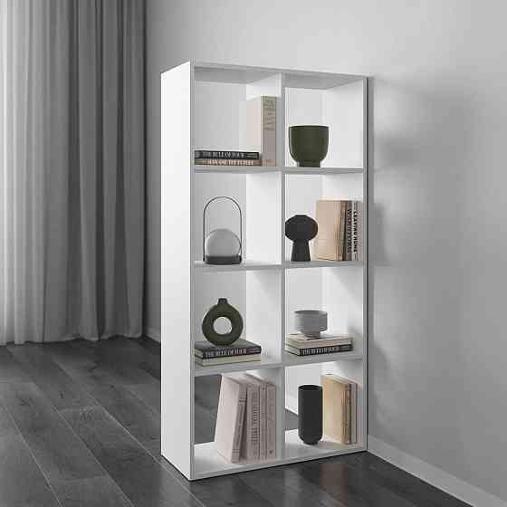Стеллаж VAYS M-10 Белый, книжная полка на 8 ячеек, ЛДСП, 72×29×143 см - для дома, офиса, детской или гостиной Львов