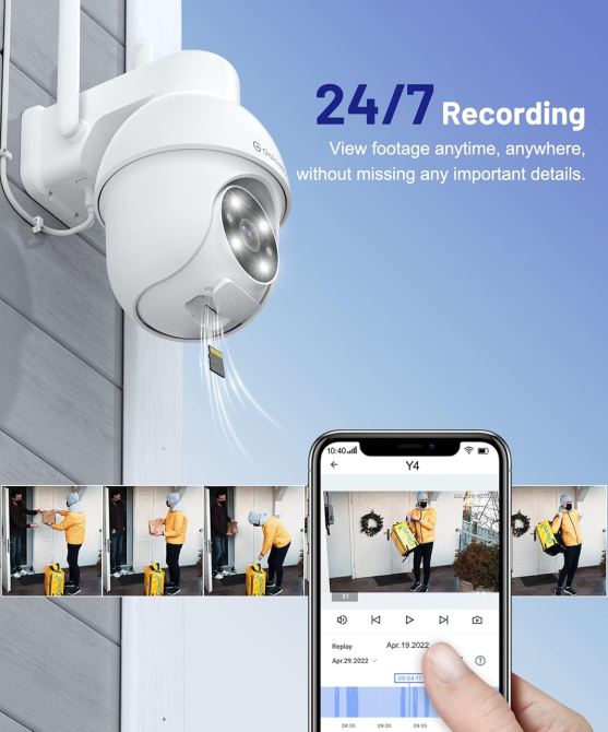 Купольная Беспроводная Wi-Fi камера видеонаблюдения Galyou Y4 2K для улицы Киев - изображение 8