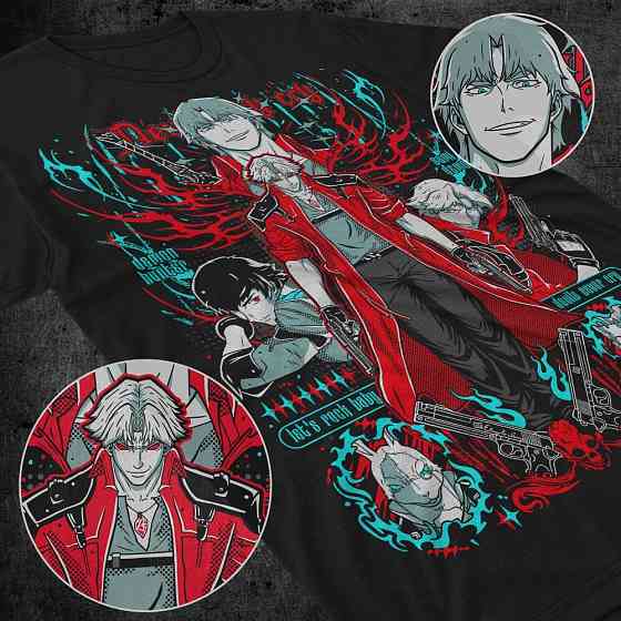 Футболка з аніме принтом Девіл Май Крй Данте оверсайз (S/M/L) Чорний AnimeJ1100 Дніпро