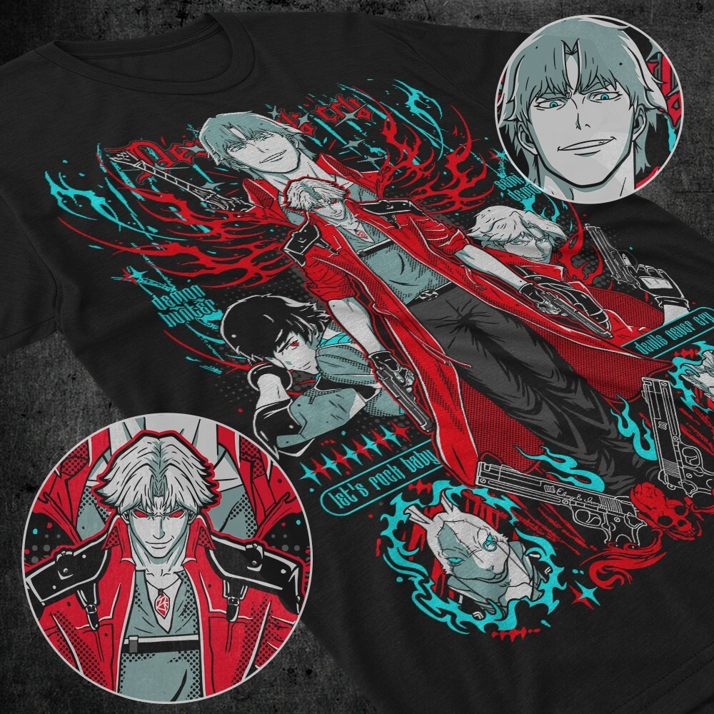 Футболка з аніме принтом Девіл Май Крй Данте оверсайз (S/M/L) Чорний AnimeJ1100 Дніпро - фото 1