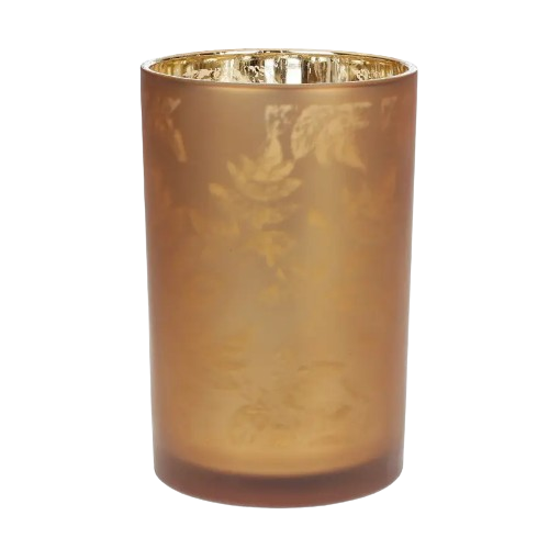 Свічник скляний з малюнком Листя, колір - коричневий, 18см Житомир