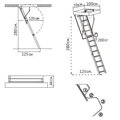Лестница на чердак Bukwood Eco Mini Киев - изображение 8
