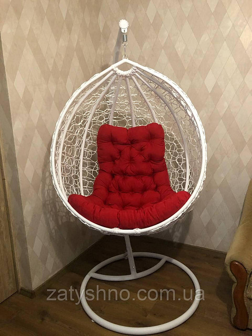 Біле крісло кокон з м'якою подушкою Київ - фото 4