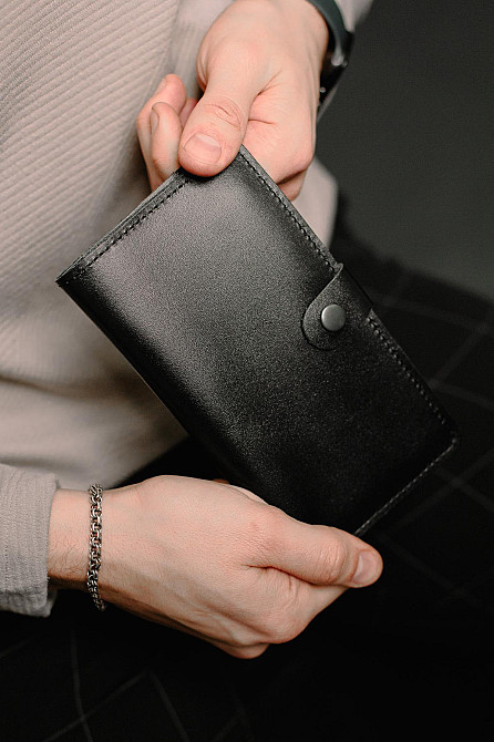 Портмоне чоловіче із натуральної гладкої шкіри SR015 (Чорний) Суми - фото 3