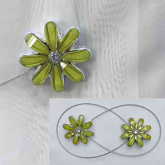 Магніти для штор та гардин "Квітка" набір 2 шт Салатовий (81-246) Київ