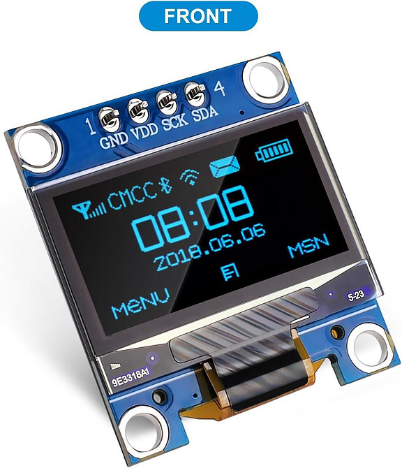Дисплей OLED SSD1306 I2C 4pin 0.96" 128x64 графічний для Arduino синьо-жовтий Київ - фото 5