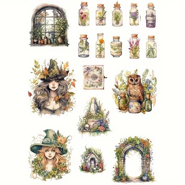 Набір магічних вінтажних наліпок Зілля та Відьма, 120 шт Київ - фото 7