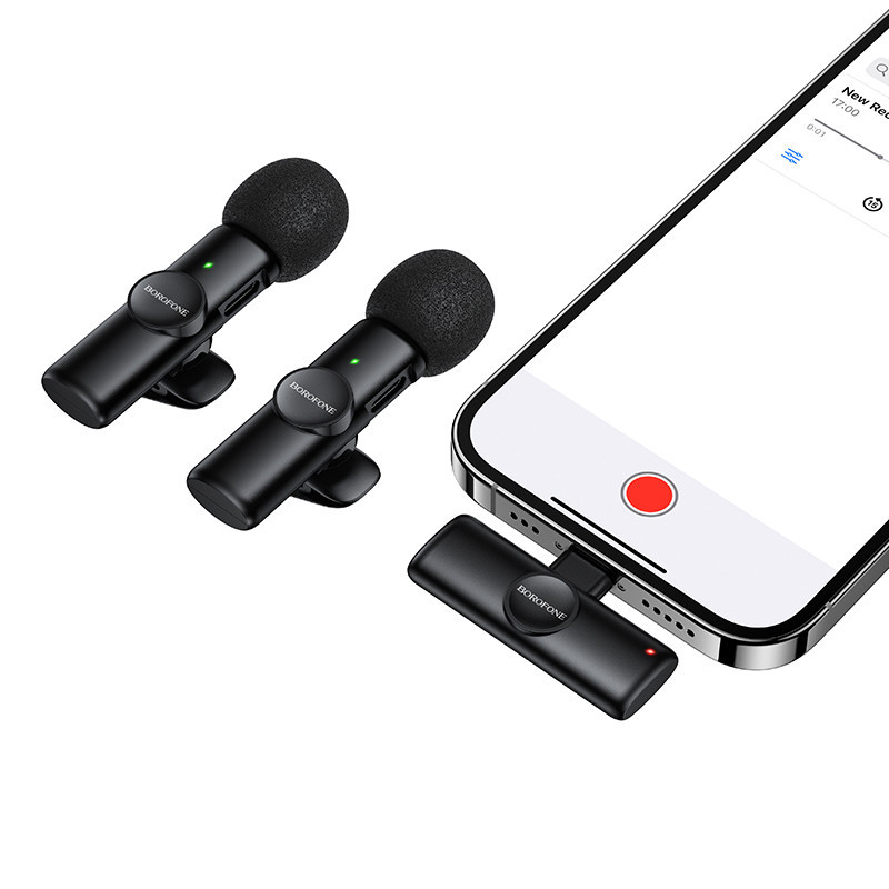 Бездротова мікрофонна система BOROFONE BFK16A Winner dual-mic (Lightning) Black Одеса - фото 3