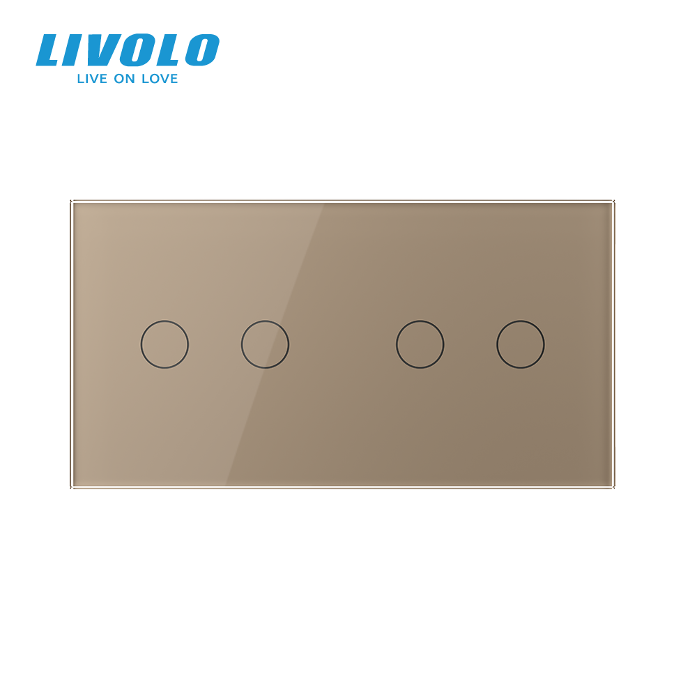 Сенсорний прохідний/перехресний вимикач 4 сенсора (2-2) Livolo золото скло (VL-C702S/C702S-13) Коломыя - изображение 3