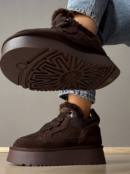 Черевики жіночі Hengji 275-4 уггі замшеві на платформі з хутром коричневі, 39, 24,5 см Київ - фото 9