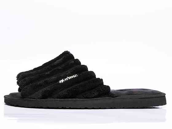 Тапочки мужские с открытым носком и легкой подошвой PaGo крупный вельвет черные 45 Одесса