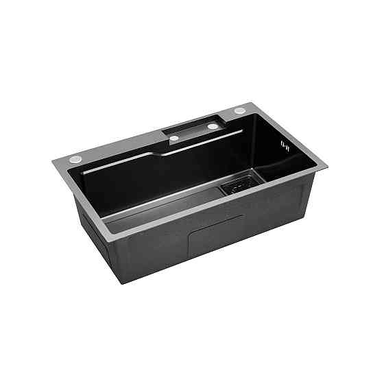 Кухонная мойка с нержавеющей стали Kroner KRP Schwarze - SET 75х46HM PVD с смесителем (3/0.7 мм) черная Киев