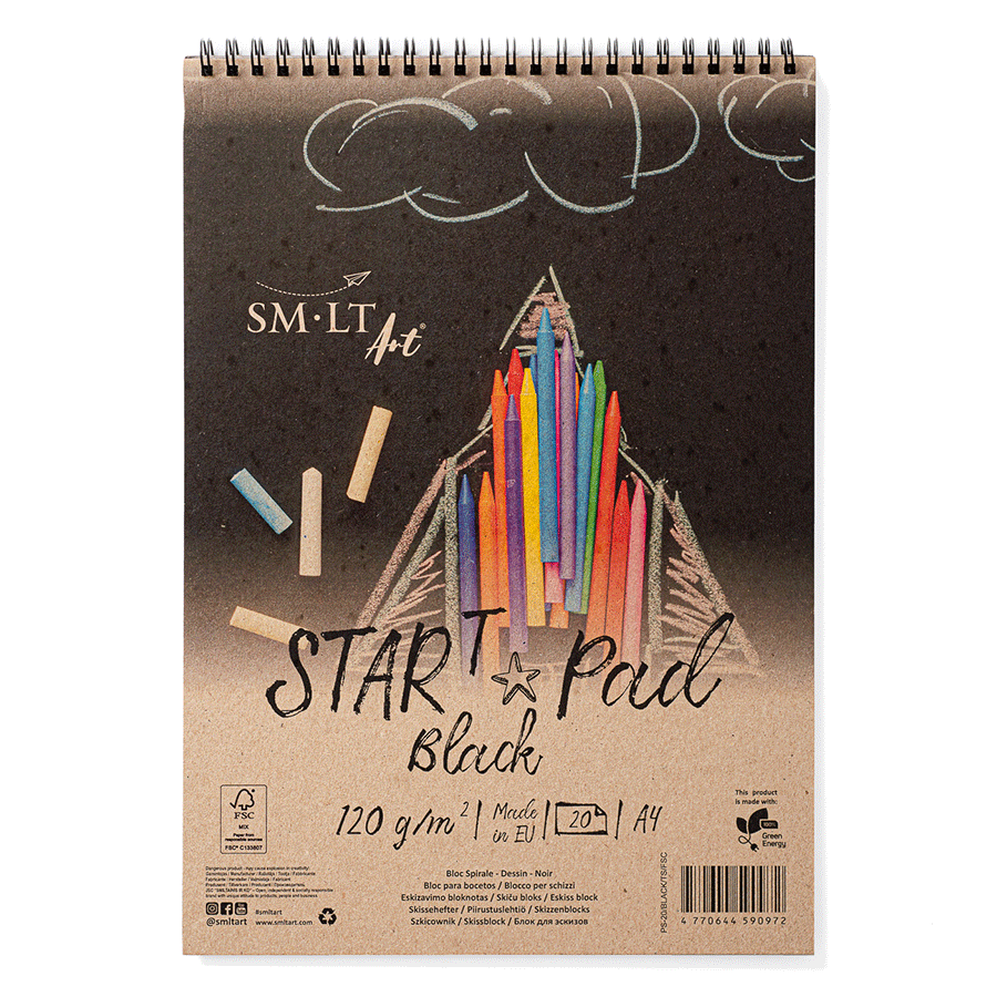 Альбом для рисунка на спирали STAR T А4 120г/м2 20л черная бумага SM-LT Art Киев - изображение 1