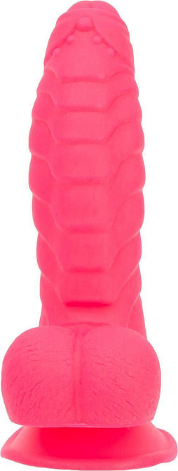 Ребристий фалоімітатор на присосці ADDICTION — Tom 7″ Dildo With Balls — Pink, віброкуля в подарунок Sex Aura Київ - фото 3