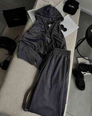 Жіночий повсякденний костюм із якісного велюру, двійка Графіт Одеса