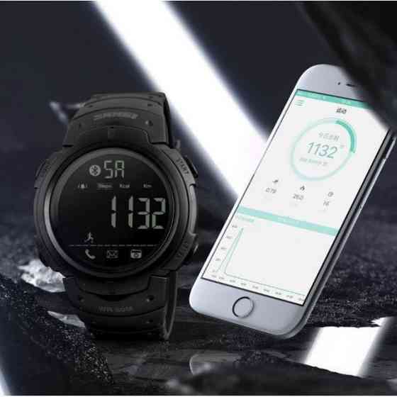 Спортивний смарт годинник Skmei 1301 Шагомер Bluetooth удароміцні Чорні Київ