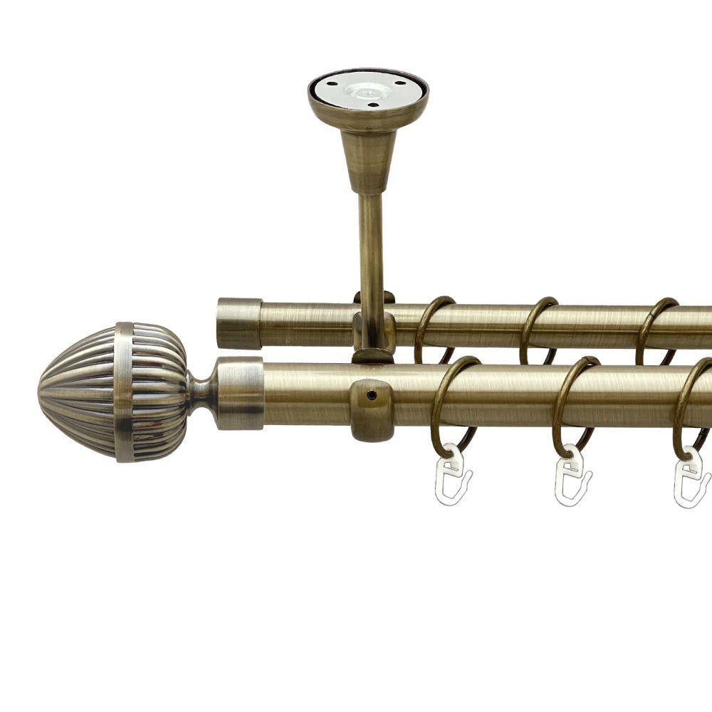 Карниз Orvit Одеон металевий дворядний відкритий до стелі гладка труба кільце металеве Антик 25\19 мм 200 см Львов - изображение 1