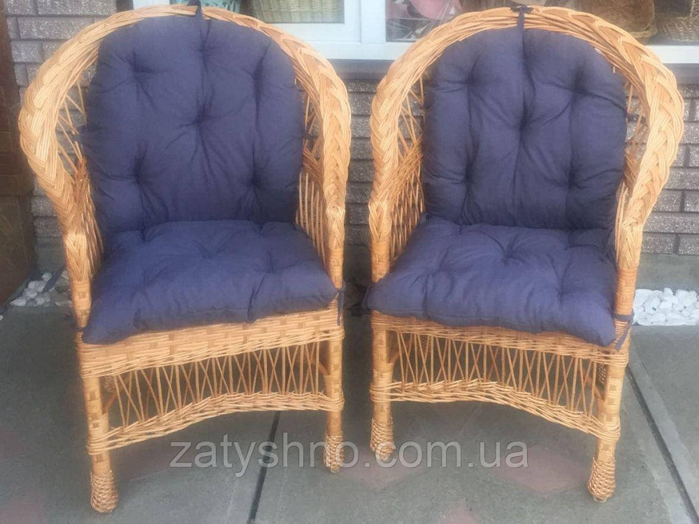 Кресло плетеное с накидкой | кресло плетеное с подушкой | кресло плетеное натуральное Киев - изображение 3