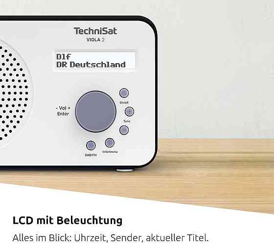 TechniSat Viola 2 портативный интернет-радиоприёмник DAB+ FM Wi‑Fi белый/чёрный с LCD и разъёмом 3,5 мм Киев