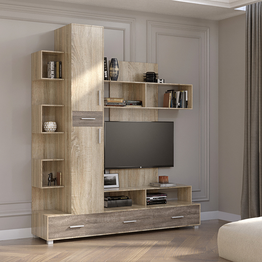 Стенка для гостиной Эверест Бриз сонома + трюфель (DTM-2249) Днепр - изображение 1