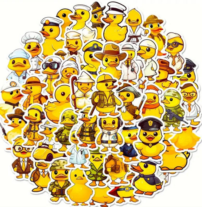 Набор 50 стикеров с желтыми утятами – милые наклейки для декора. Киев - изображение 1