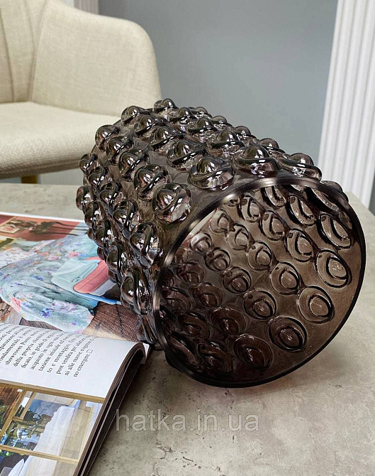 Ваза скляна 14*14*25 см "Майя" рожеве товсте скло Київ - фото 3