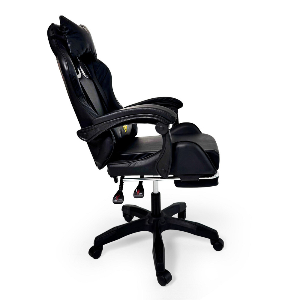 Геймерское кресло Primaveo с эргономичными подушками и выдвижной подставкой для ног, Черный Киев - изображение 3