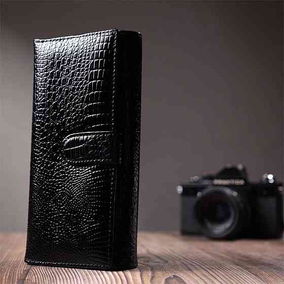 Лакированный кожаный кошелек с блоком для кредитных карт ST Leather 22683 Черный Киев