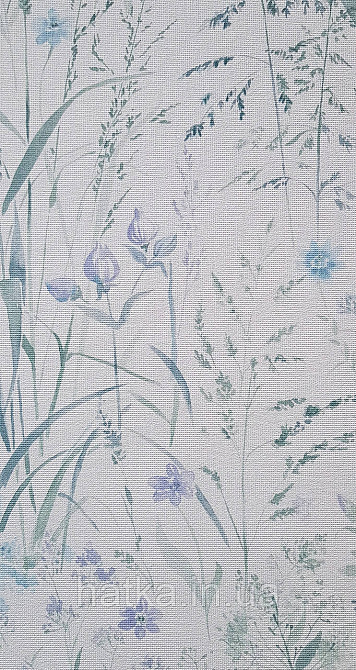 Шпалери вінілові на флізеліні Grandeco Universe метрові прованс квіти листя блакитні бузок бірюза зелені Київ - фото 3