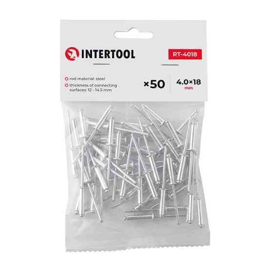 Заклепка алюминиевая, 4,0×18,0 мм, 50 шт INTERTOOL RT-4018 Киев