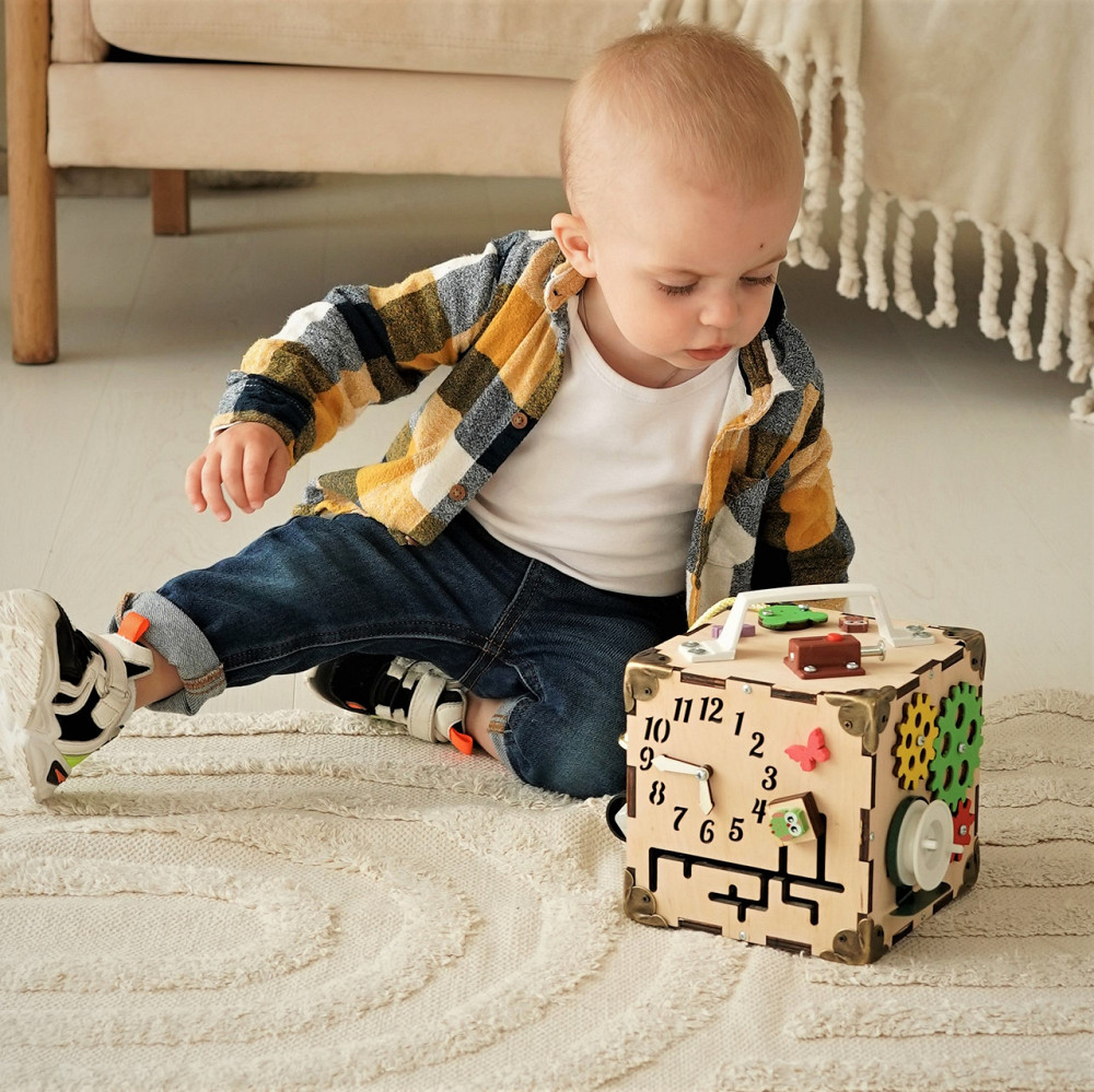 Мінібізікуб без фарби 15*15*15 Дитячий розвивальний куб унісекс міні Розвивальна іграшка Бізіборд Тернопіль - фото 1