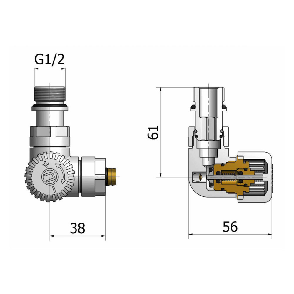 Комплект вентилей с термоголокой Vario Term VISION 3-х осевой, правый, черный структурный Киев - изображение 4