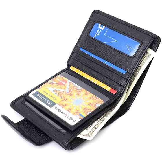 Практичний гаманець для жінок з кишенею для монет із натуральної шкіри ST Leather 22725 Чорний Київ