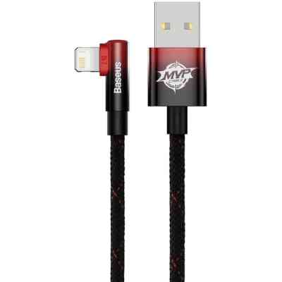Дата кабель USB 2.0 AM to Lightning 1.0m 2.4A 90° corner black/red Baseus (CAVP000020) Винница
