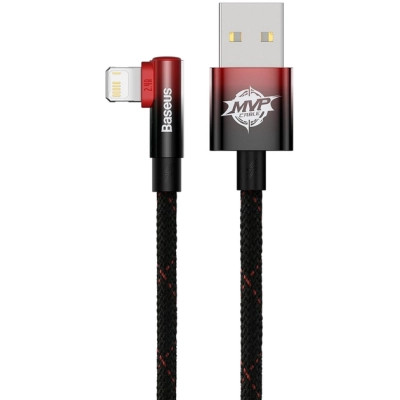 Дата кабель USB 2.0 AM to Lightning 1.0m 2.4A 90° corner black/red Baseus (CAVP000020) Вінниця - фото 1
