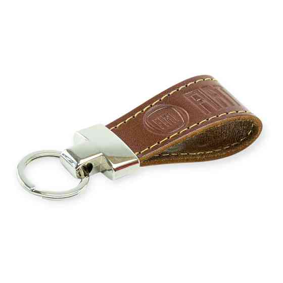 Брелок автомобіль Фіат шкіряний тиснений коричневий, прострочений, метал. затискач Мукачево