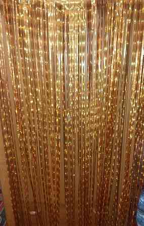 Дождик фотозона с голограммой новогодний 2 м на 1 м золотистый Киев