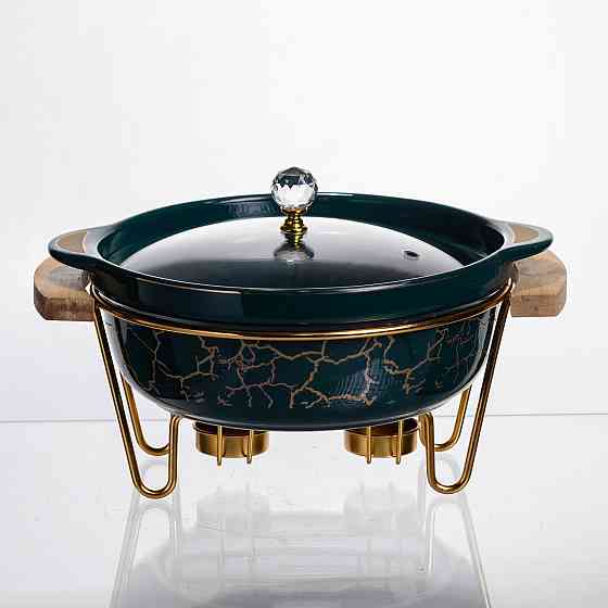 Мармит фарфоровый настольный круглый 1.3 (л) с подогревом Зеленый мрамор LC-714 Киев