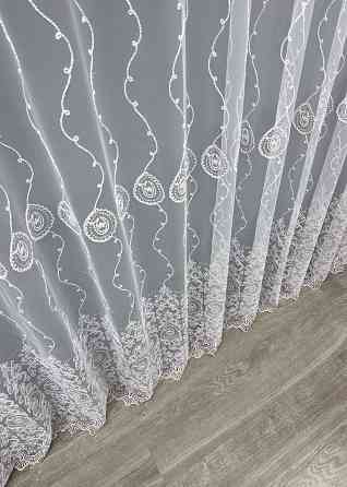 Тюль фатин с вышивкой Корд и люрексом Цвет холодный белый с пудровым 1856т Киев