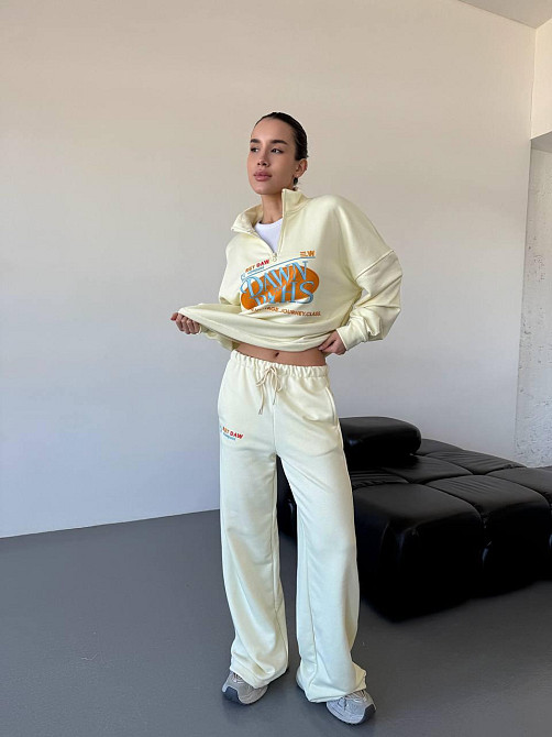 Женский прогулочный костюм двойка турецкая петля-пенье 100% хлопок Молочный Одесса - изображение 7