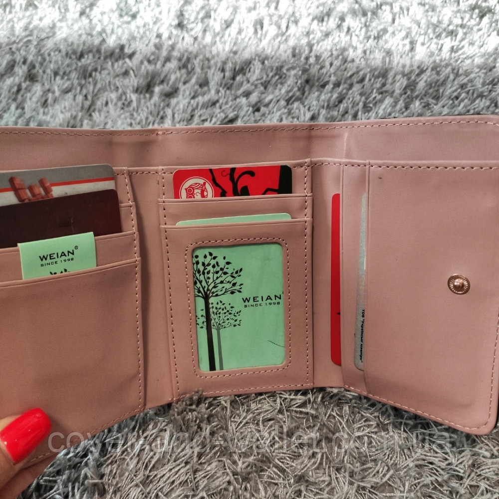 Компактный женский кошелек черного цвета с монетницей PC 623 Киев - изображение 4