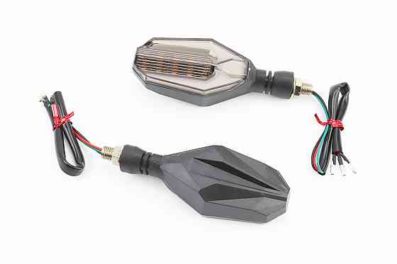 Поворот діодний на гнучкій ніжці + стоп сигнал / габарит "ромб", чорний, 2шт Київ