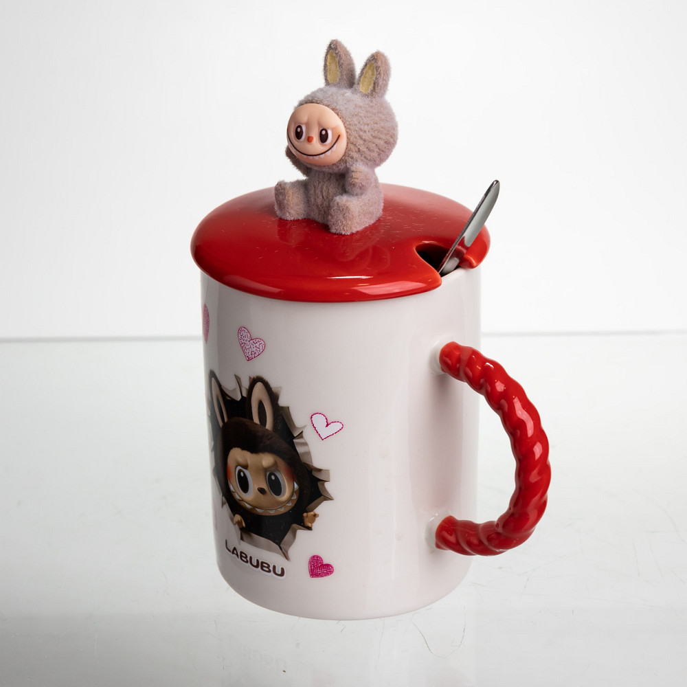 Yiwu Кубок порцелянова з кришкою і ложкою Labubu 400 (мл) подарункова кружка прикольна чашка дл Коломыя - изображение 4