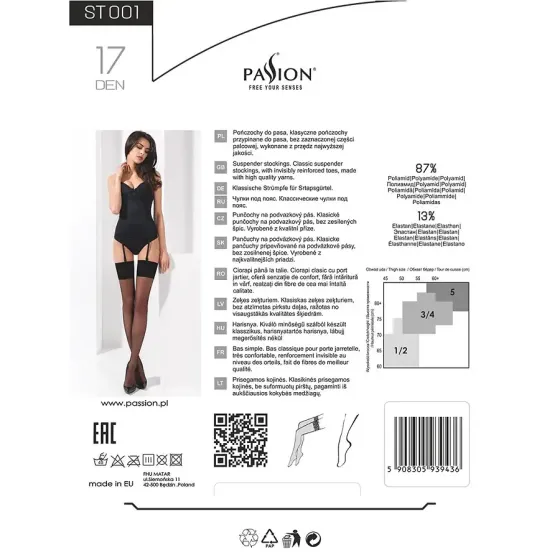Класичні панчохи під пояс із широкою гумкою Passion ST001 5 nero Львів