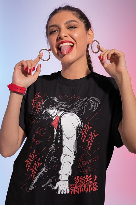 Футболка з аніме принтом Фіре Форке Схінра Кусакабе оверсайз (S/M/L) Чорний AnimeJ0524 Дніпро - фото 1