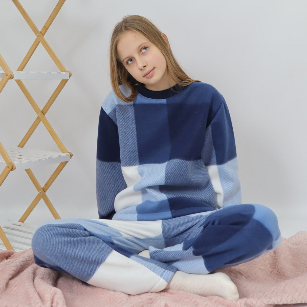 Дитяча тепла флісова піжама в синю клітинку Кам'янець-Подільський - фото 3