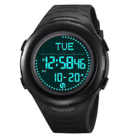 Годинник чоловічий наручний спортивний Skmei 2166 Compass з компасом і крокоміром (Чорний) Київ