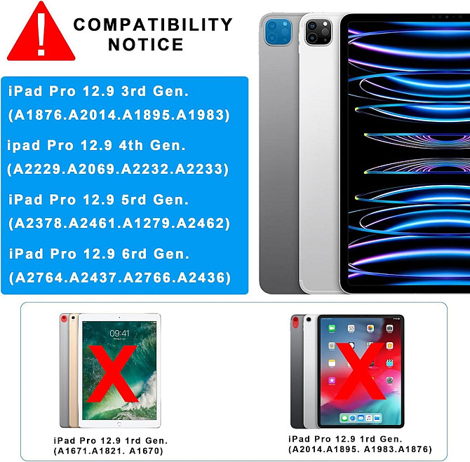 Чехол клавиатура ROOFEI для iPad Pro 12.9 iPad Pro 6/5/4/3 поколения 2022 2021 2020 и 2018 лет Днепр - изображение 3