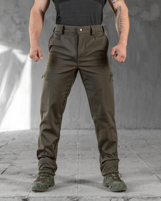 Тактические штаны  теплые мужские олива с резинкой Одесса - изображение 1